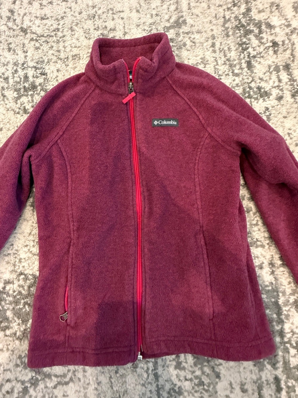 Columbia Girls' Plum Full-Zip Fleece Jacket with Pink Zipper